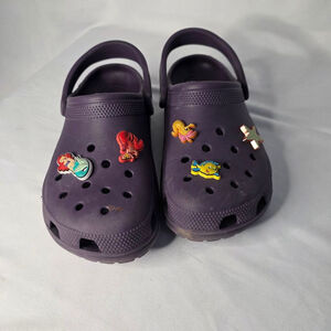 Women's Crocs Purple Classic Clogs with Charms Size 8